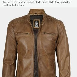 Ecru Men's Brown Leather Jacket - Cafe Racer Style